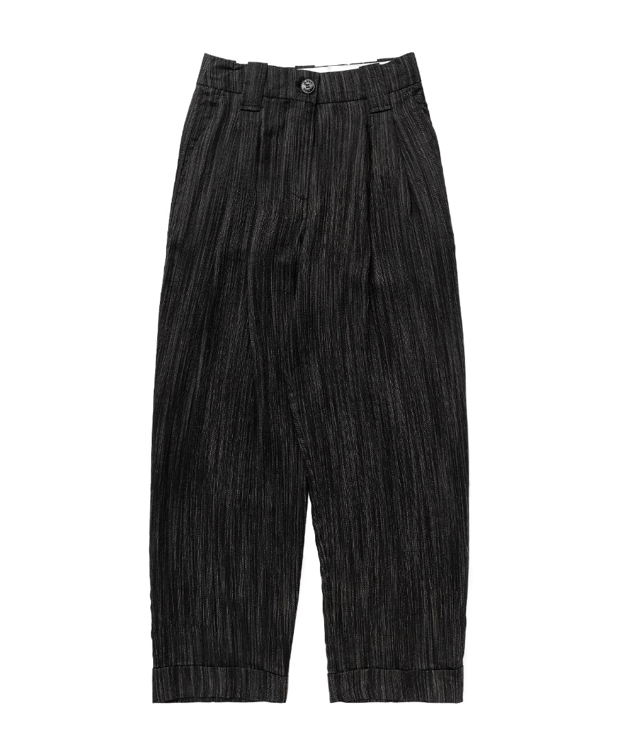 Ganni Striped Wide-leg Trousers In Black