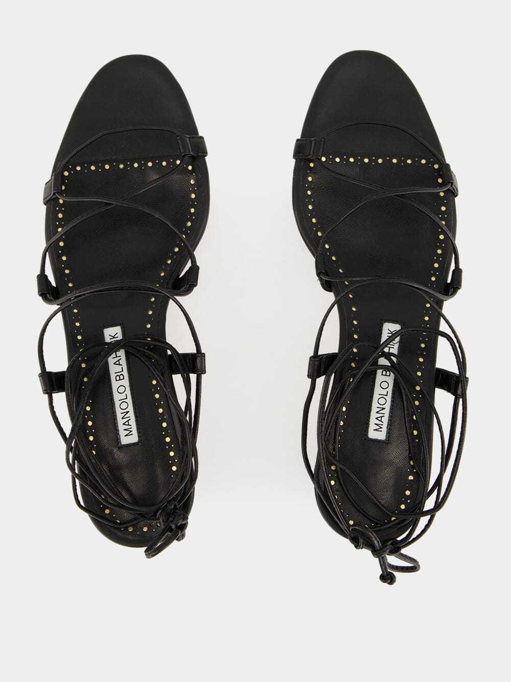 Manolo Blahnik Lace-up Block-heel Sandals In Multi
