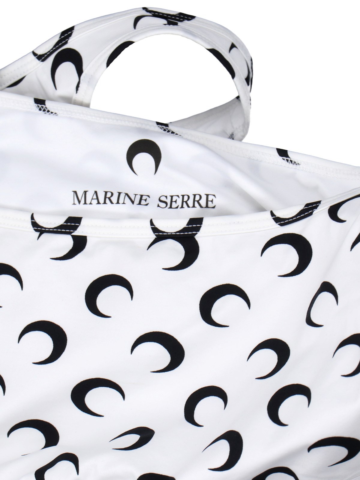 Marine Serre Crescent Moon-print Crop Top In Black