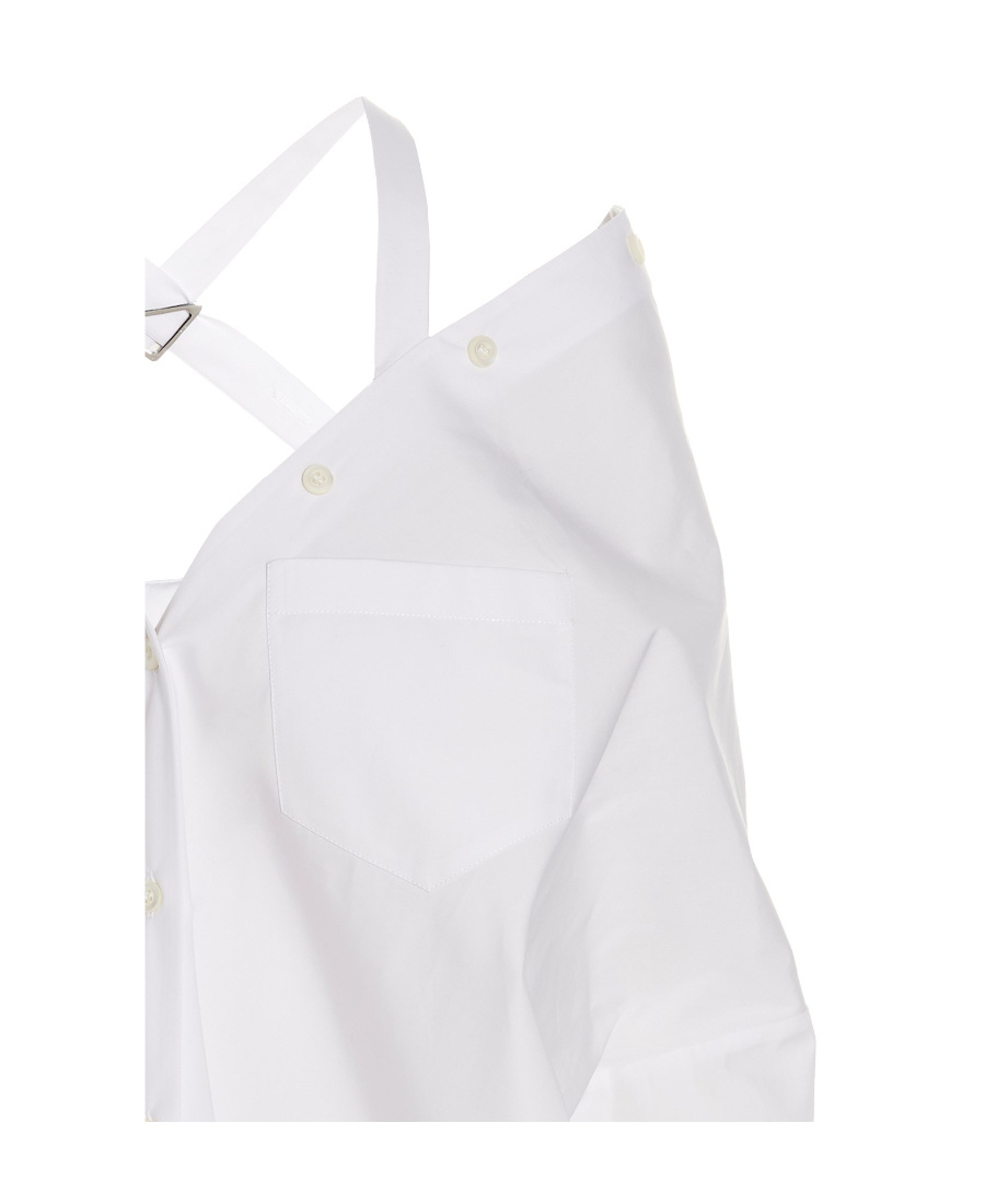 Prada Logo-plaque Off-shoulder Shirt In White