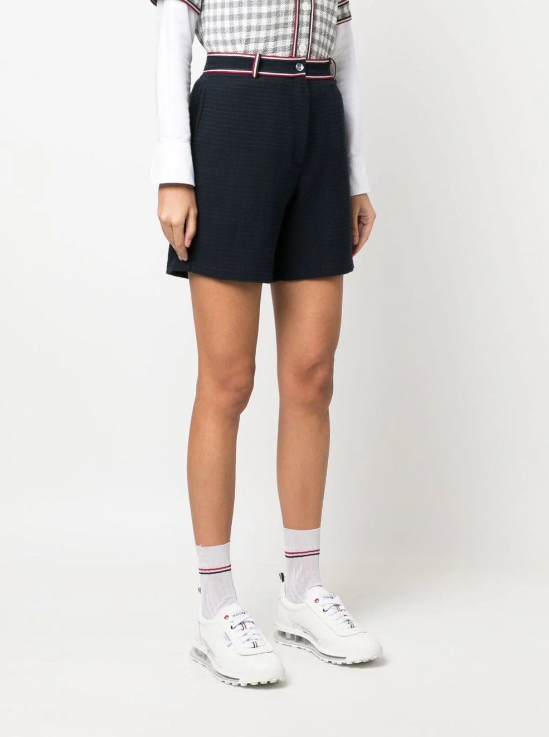 Thom Browne Rwb Stripe Shorts In Black