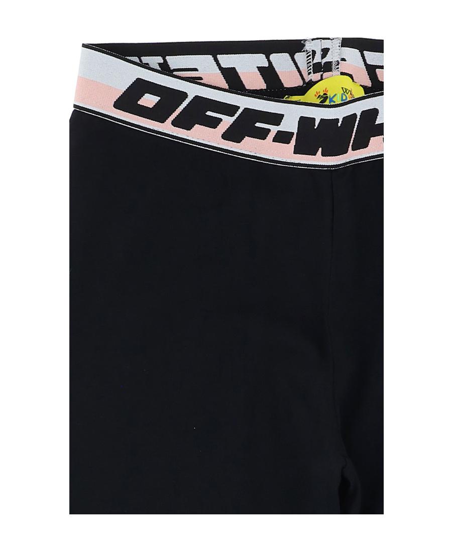 Off-white Logo Waistband Mid-rise Leggings In Black