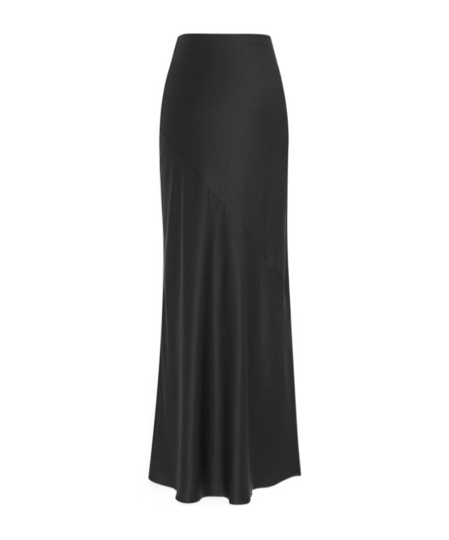 Saint Laurent Flowy High-waisted Maxi Skirt In Crepe In Black