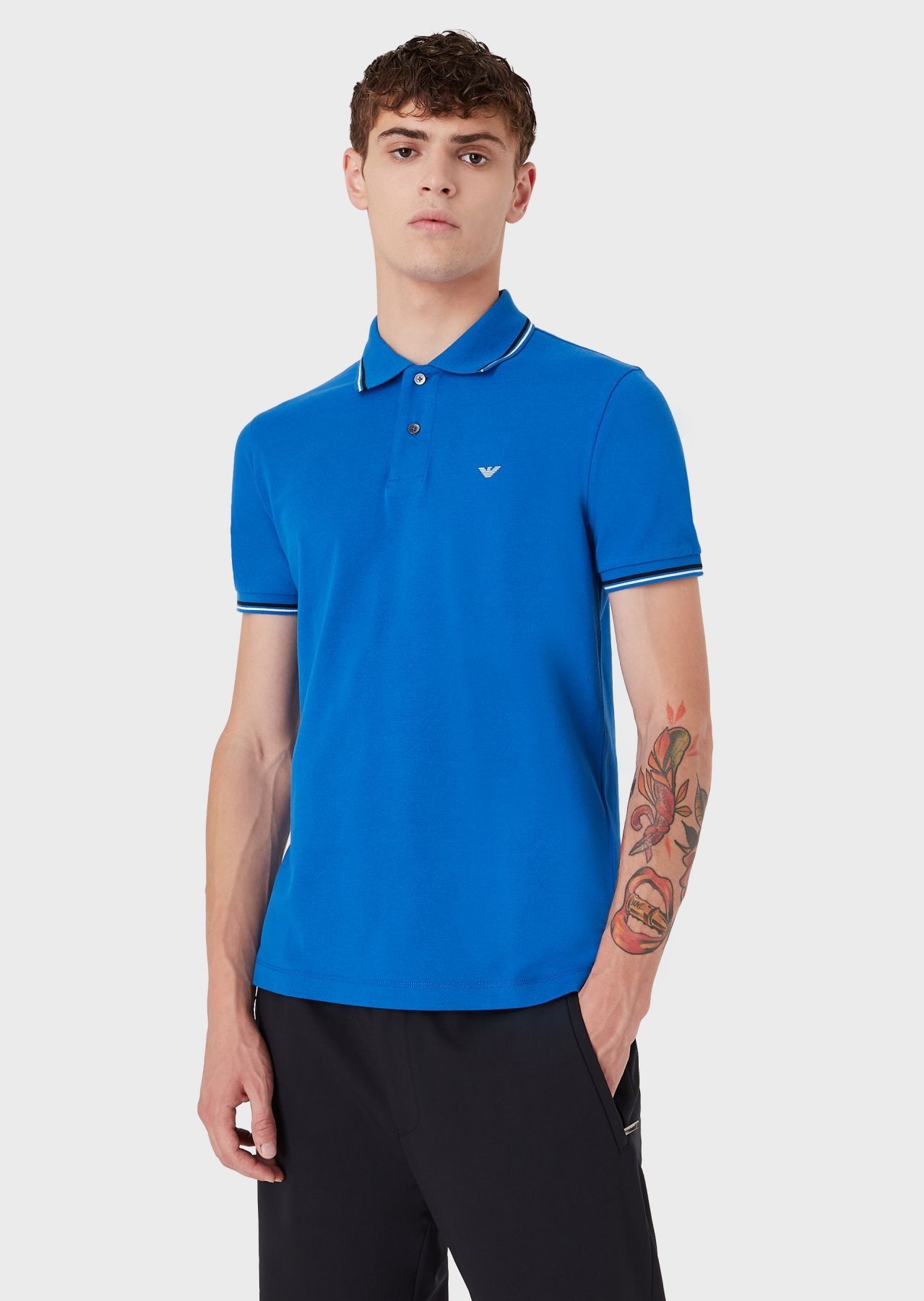 EMPORIO ARMANI LOGO-EMBROIDERED POLO SHIRT