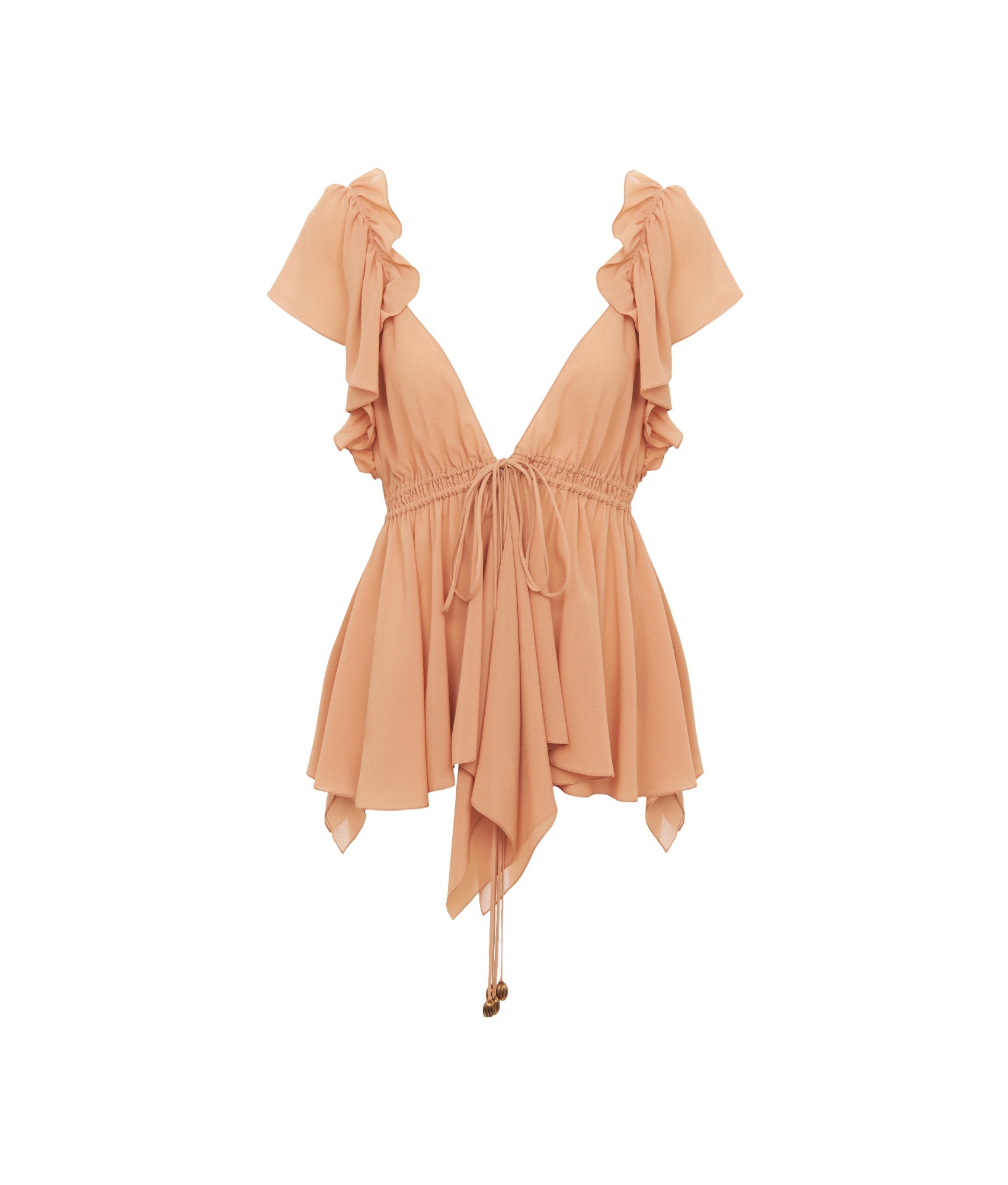 Shop Chloé Ruffled Sleeveless Silk Blouse In Pink