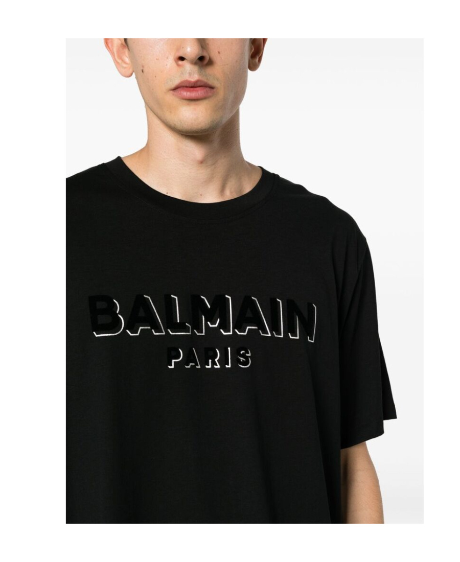 Balmain Logo-print Organic Cotton T-shirt In Black