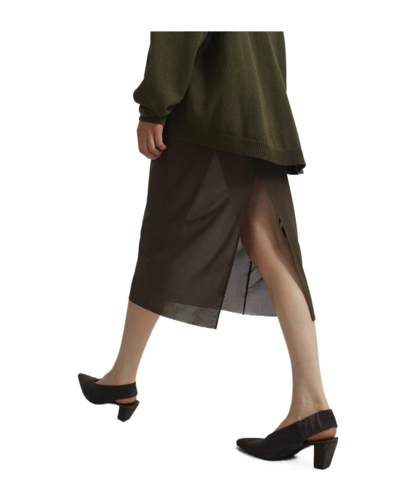 The Frankie Shop Suva Sheer Skirt - Khaki