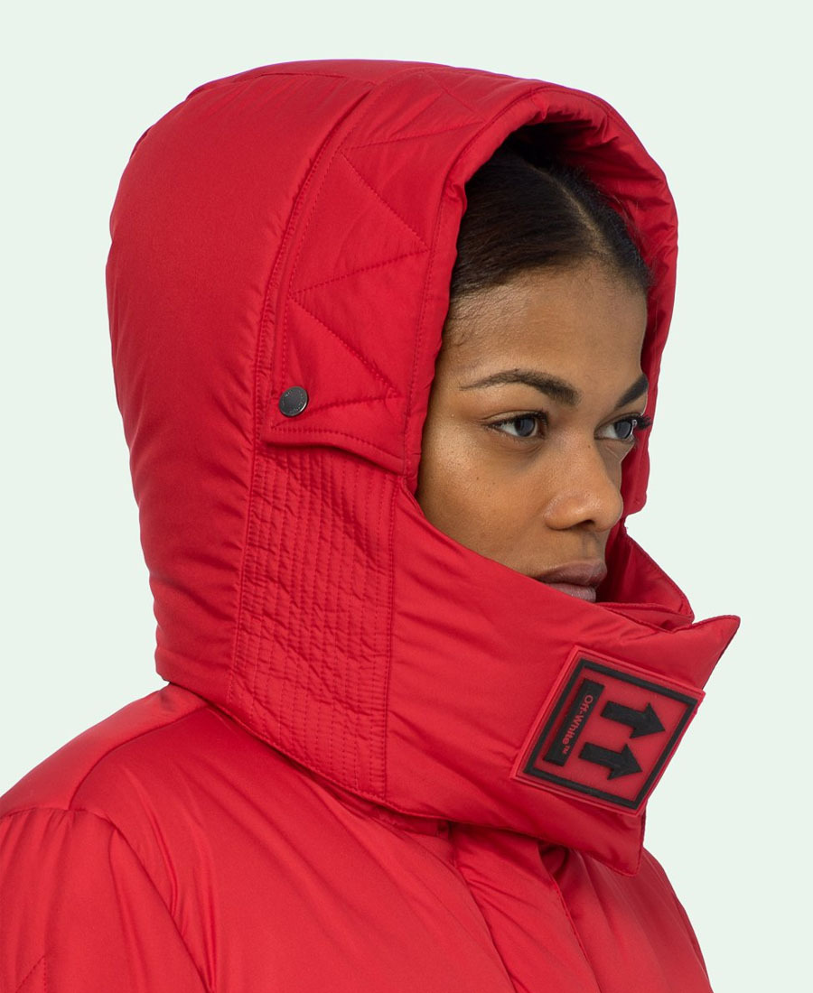 Off-white Cropped Padded Coat In Red