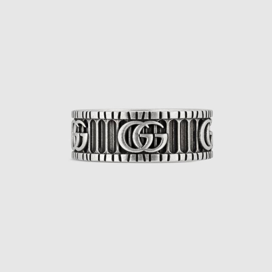 Gucci Double G Sterling Silver Ring In Metallic