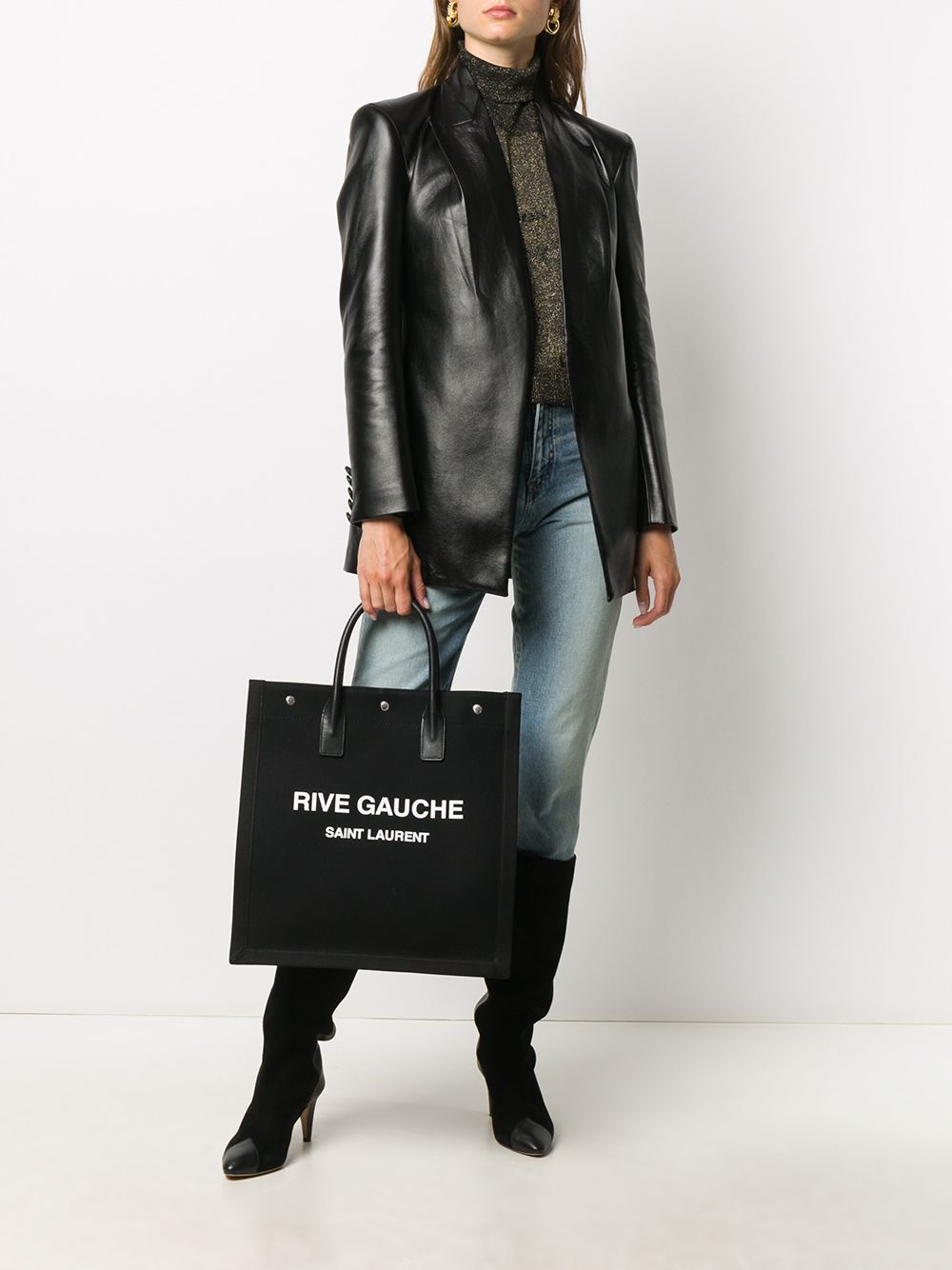 Saint Laurent Men Rive Gauche Tote Bag In Black