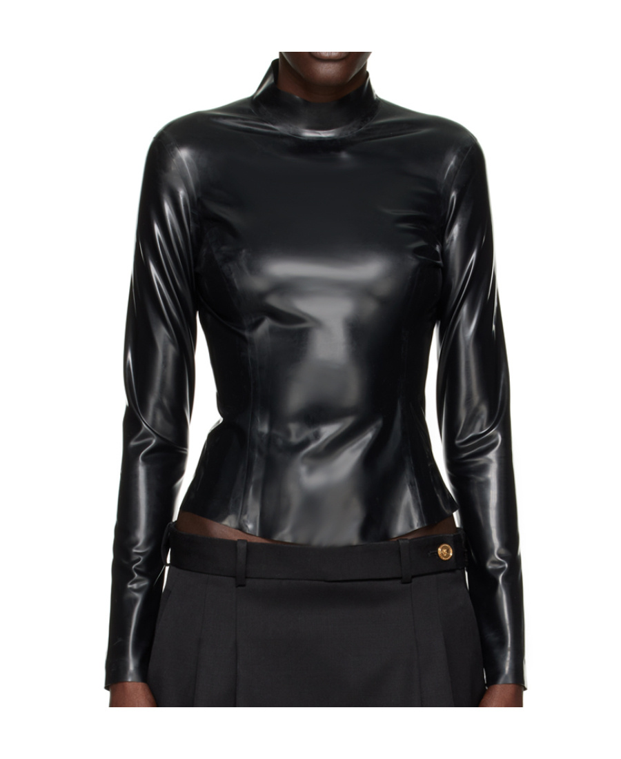 Versace Mock Neck Top In Black
