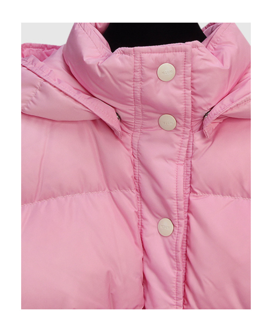 Msgm Hooded Down Jacket In Pink