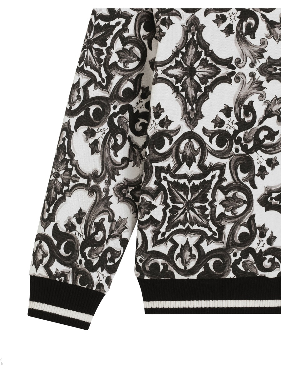 Dolce & Gabbana Majolica-print Hooded Sweatshirt With Zip In Multi