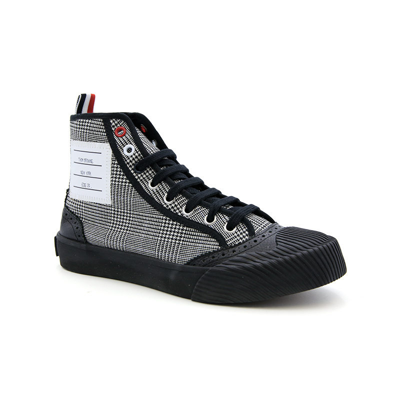 Thom Browne Checkered Round-headed Casual Sports Shoes In Black