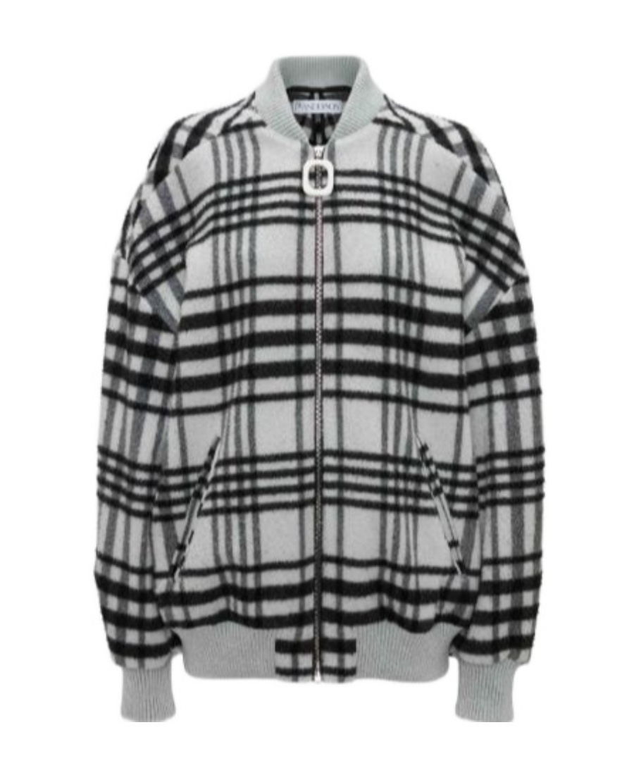 Jw Anderson Check-print Bomber Jacket In Gray