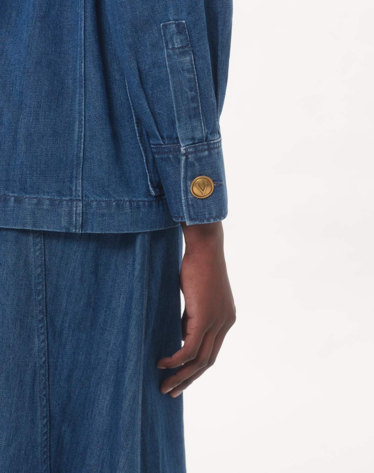 Valentino Garavani Women Solid Sahariana In Denim In Blue