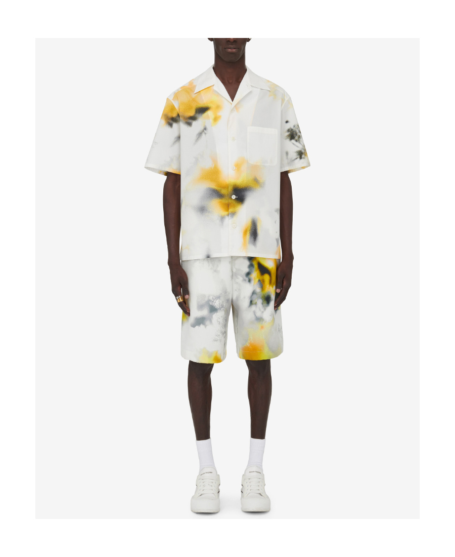 Alexander Mcqueen Abstract-printed Knee-length Bermuda Shorts In Yellow