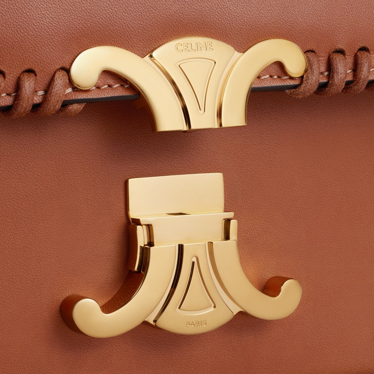 Celine Shoulder Bag Triomph Claude In Natural Calfskin In Brown