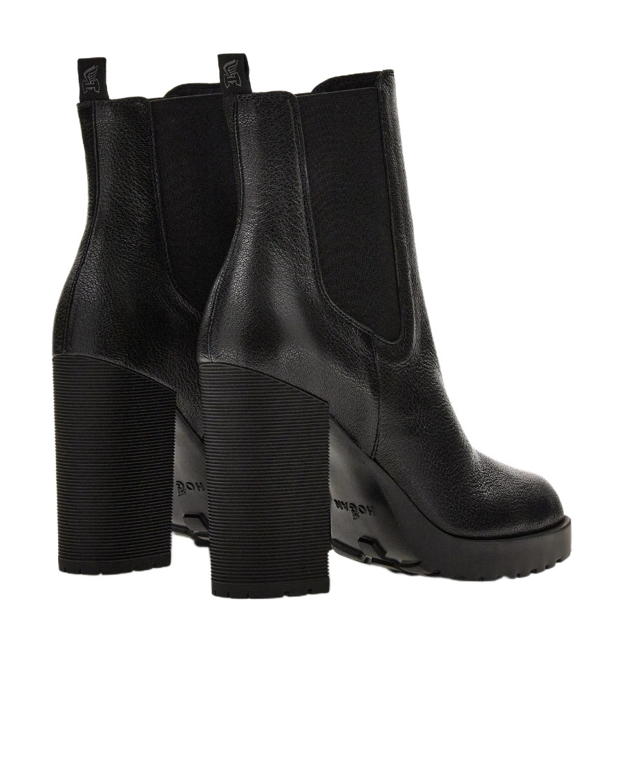 Hogan Elasticated-panel Ankle Leather Boots In Black