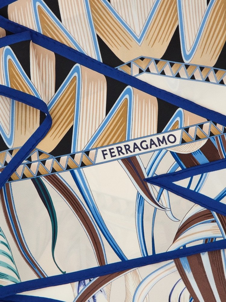 Ferragamo Geometric Pattern Silk Foulard In Multi