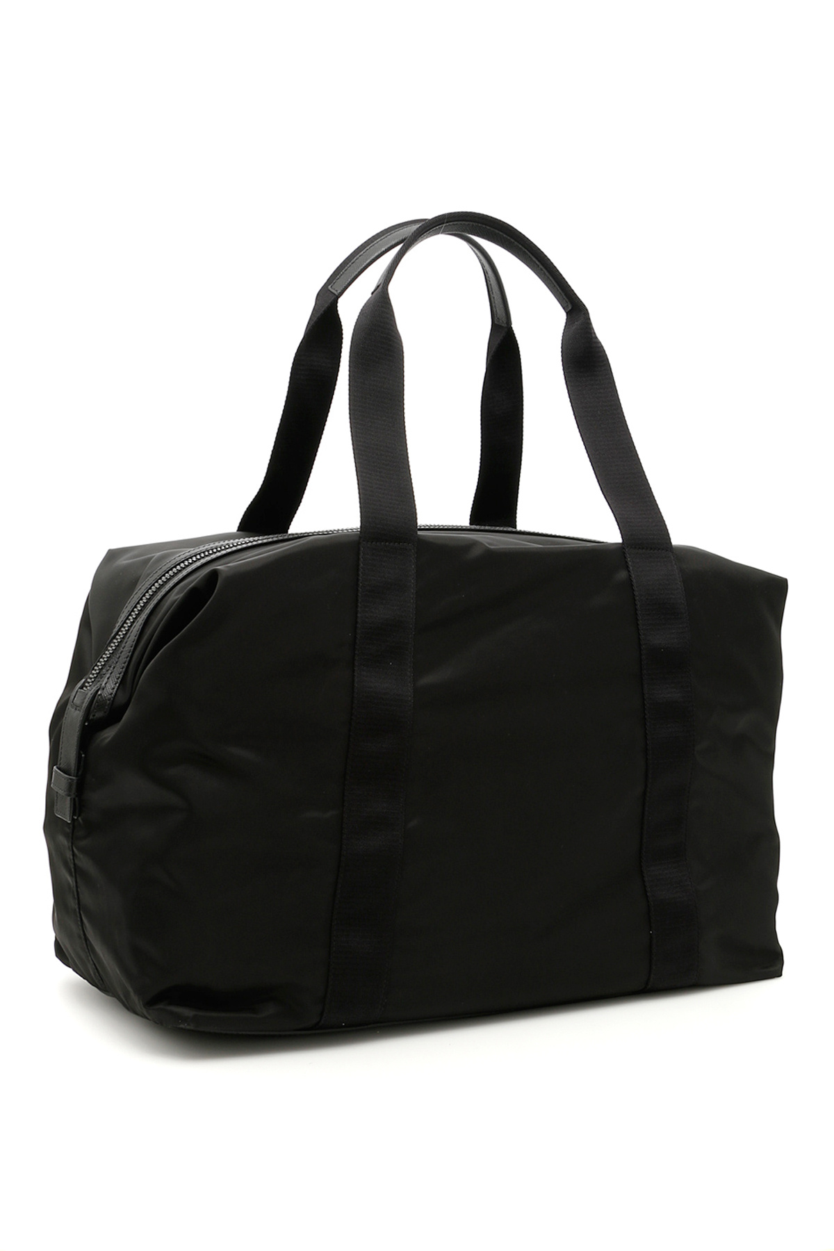 Prada Re-nylon And Saffiano Leather Duffle Bag In Black