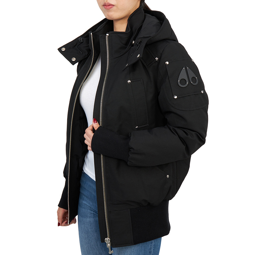 Moose Knuckles Ballistic High-neck Studded Hooded Jacket In Black