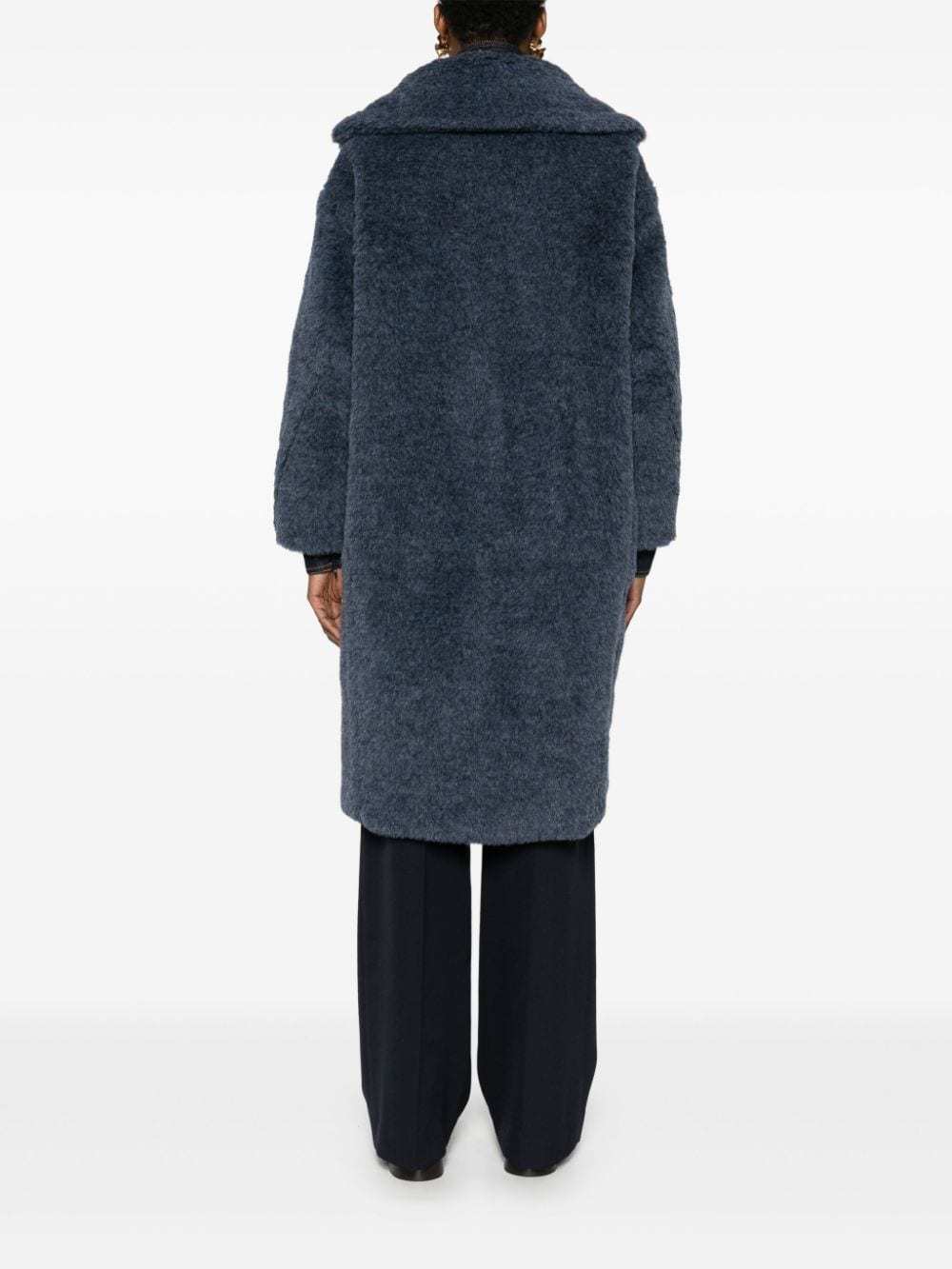 Max Mara Lapel Long-sleeved Coat In Blue