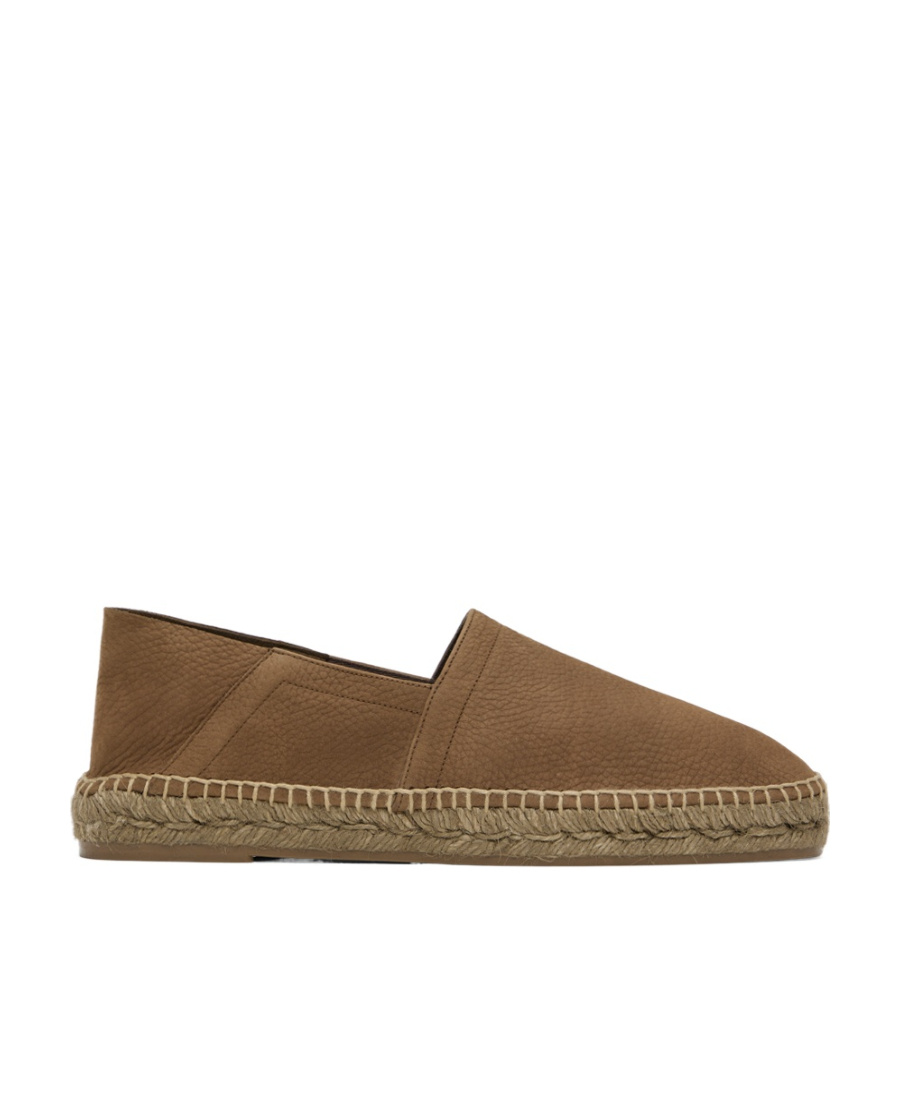 Tom Ford Grained Leather Espadrilles In Brown