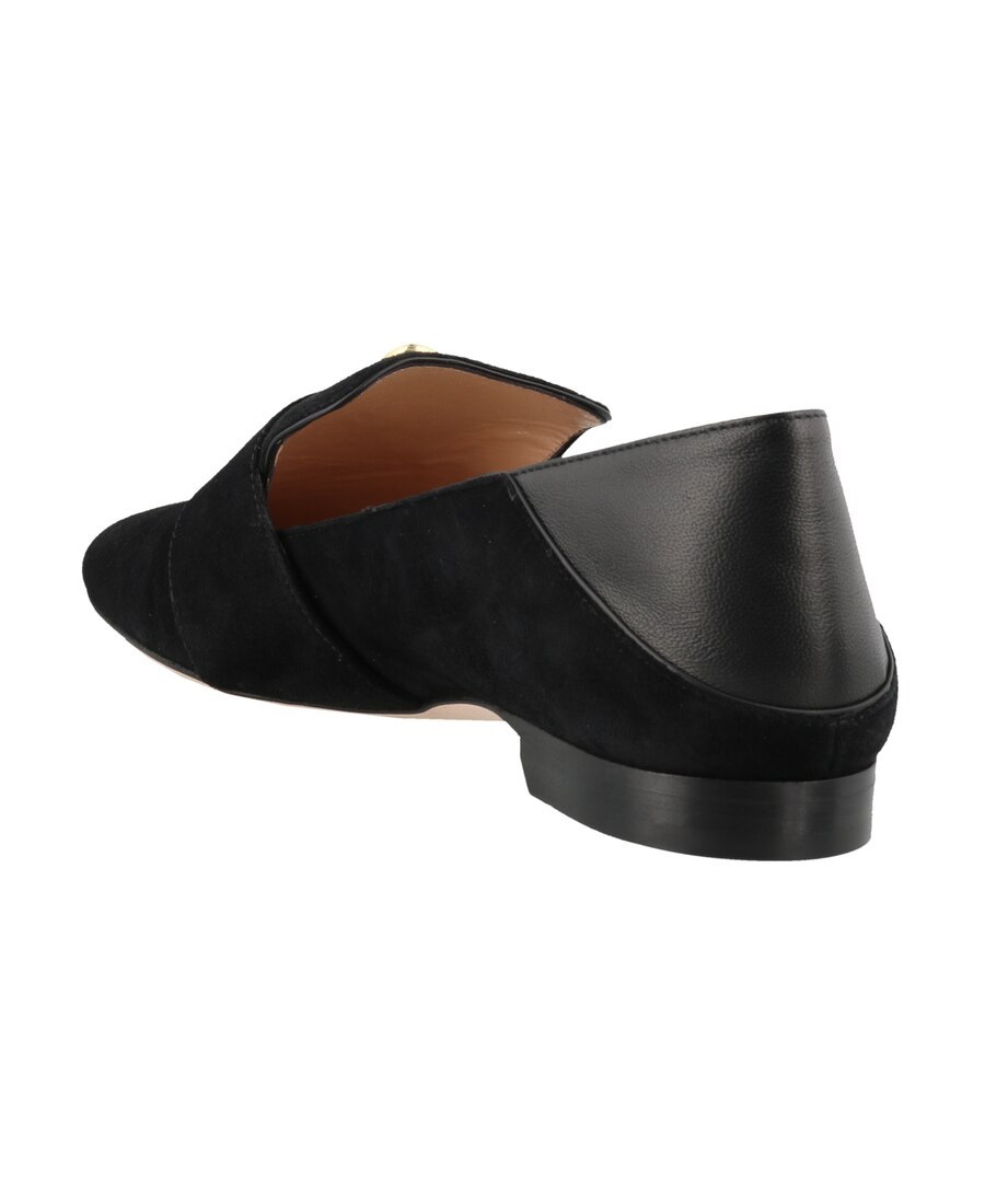 Bally Buckle Leather Loafers Round Toe In Black