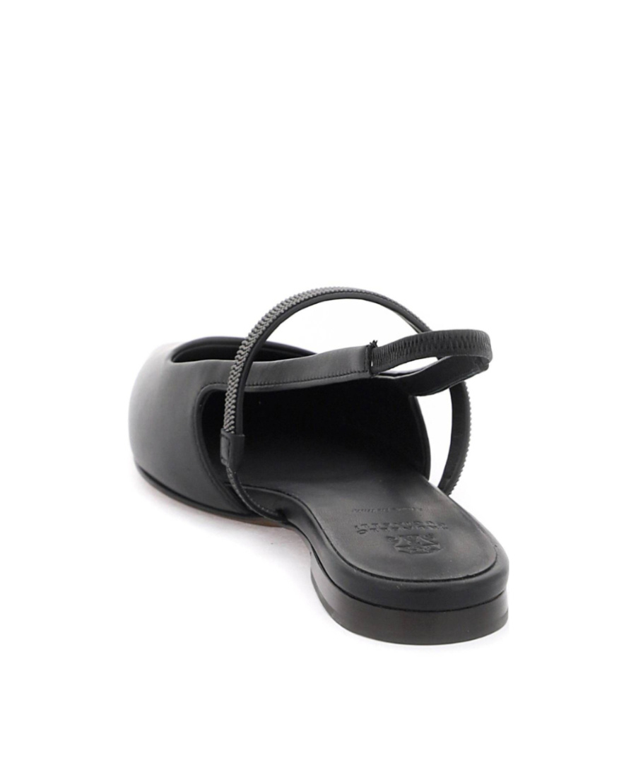 Brunello Cucinelli Slingback Ballet Flats With Precious Strap In Black