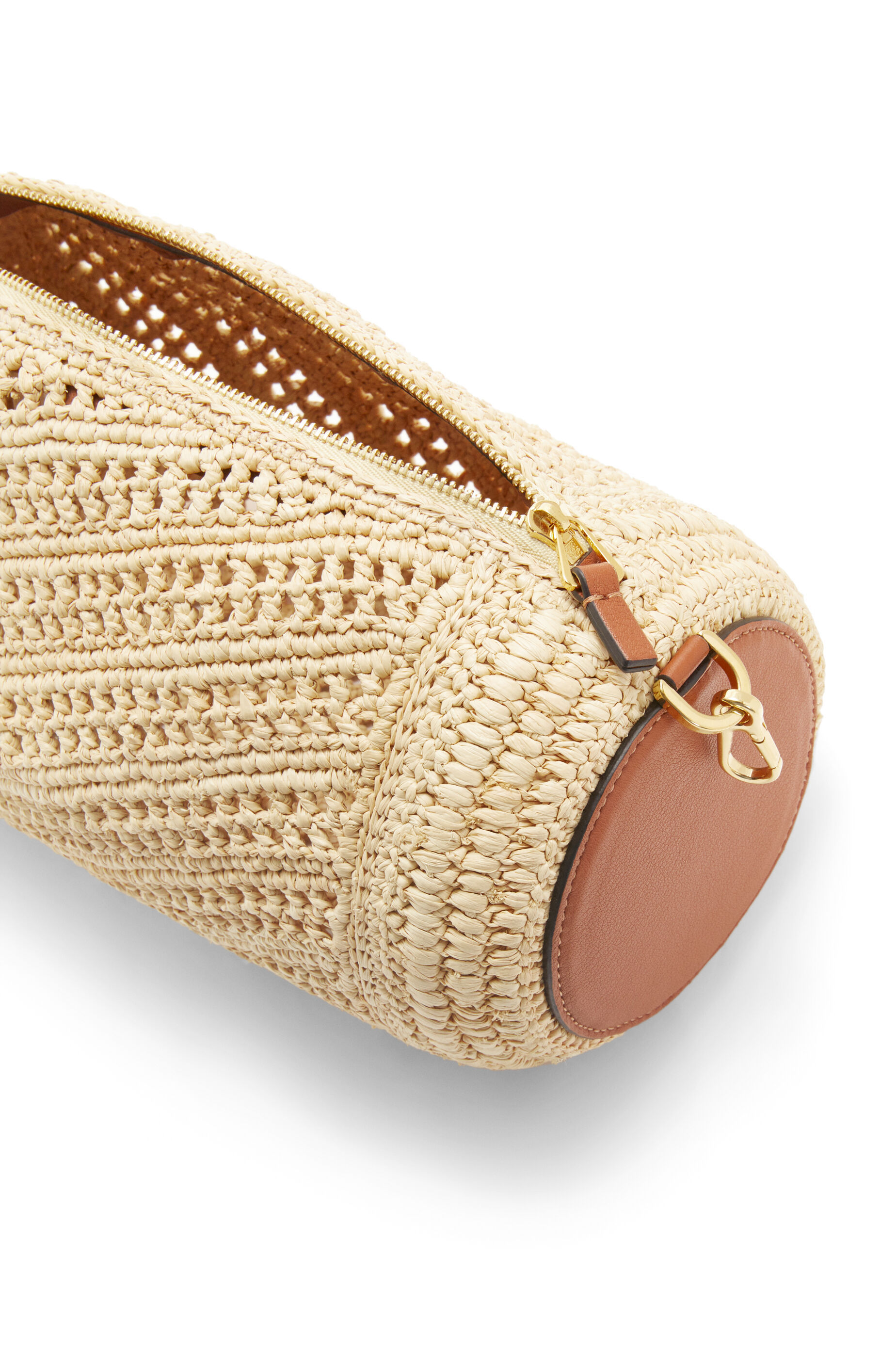 Loewe Bracelet Pouch In Raffia And Calfskin In Nude