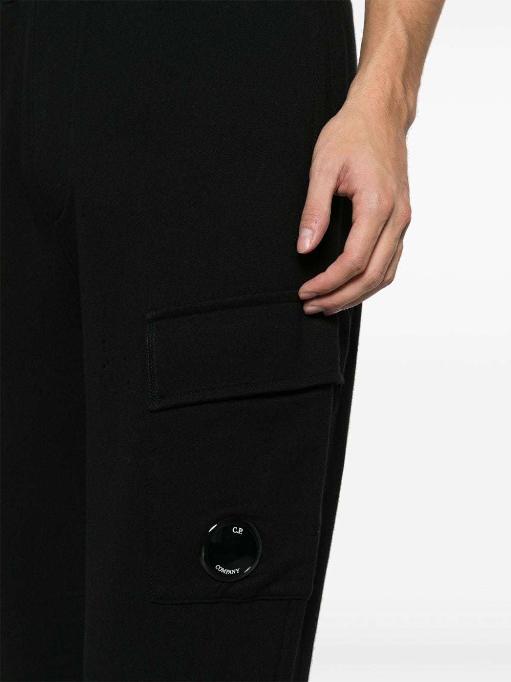 C.p. Company Diagonal Raised Fleece Lens Sweatpants In Black