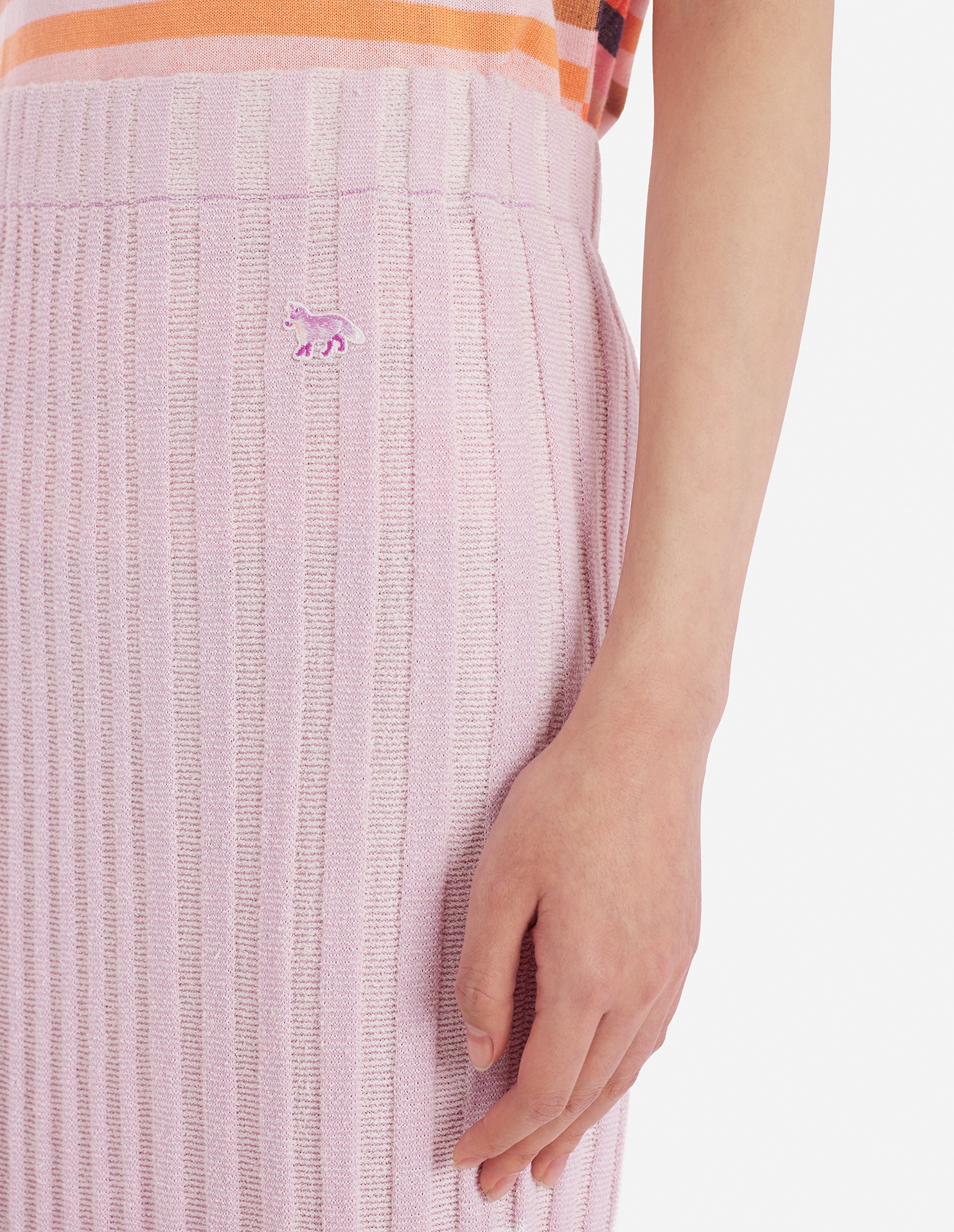 MAISON KITSUNÉ RIBBED-KNIT MIDI SKIRT