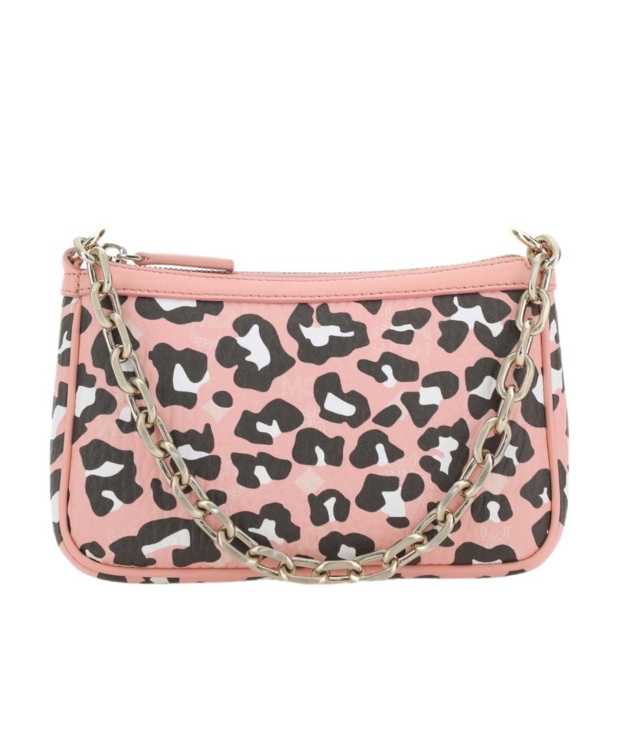 Mcm Leopard Printed Chain-linked Mini Shoulder Bag In Pink