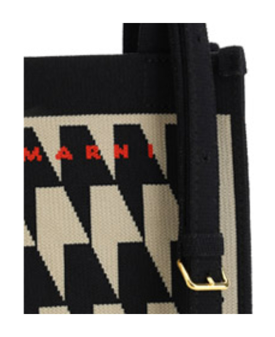 MARNI NANO SHOPPING BAG IN HOUNDSTOOTH JACQUARD