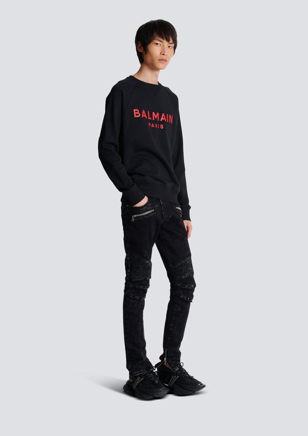 Shop Balmain Paris Printed Sweatshirt In Black
