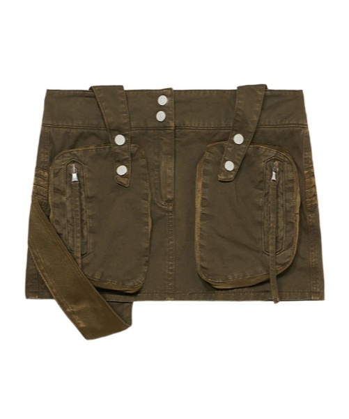 Blumarine Olive Green Medium Waist Miniskirt In Green