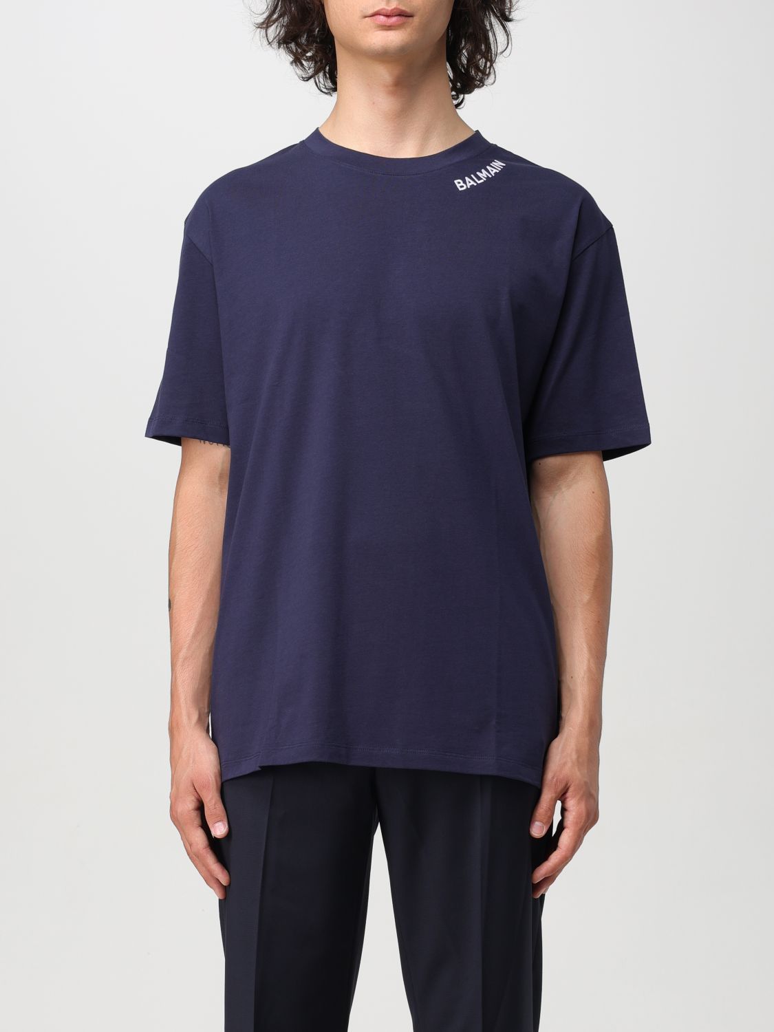 BALMAIN BALMAIN LOGO EMBROIDERED CREWNECK T-SHIRT