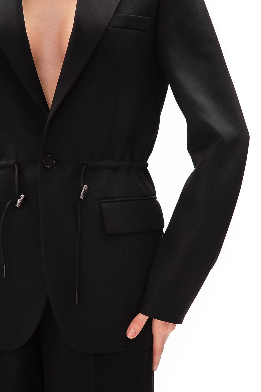 Karl Lagerfeld X Cara Delevingne Drawstring-waist Blazer In Black