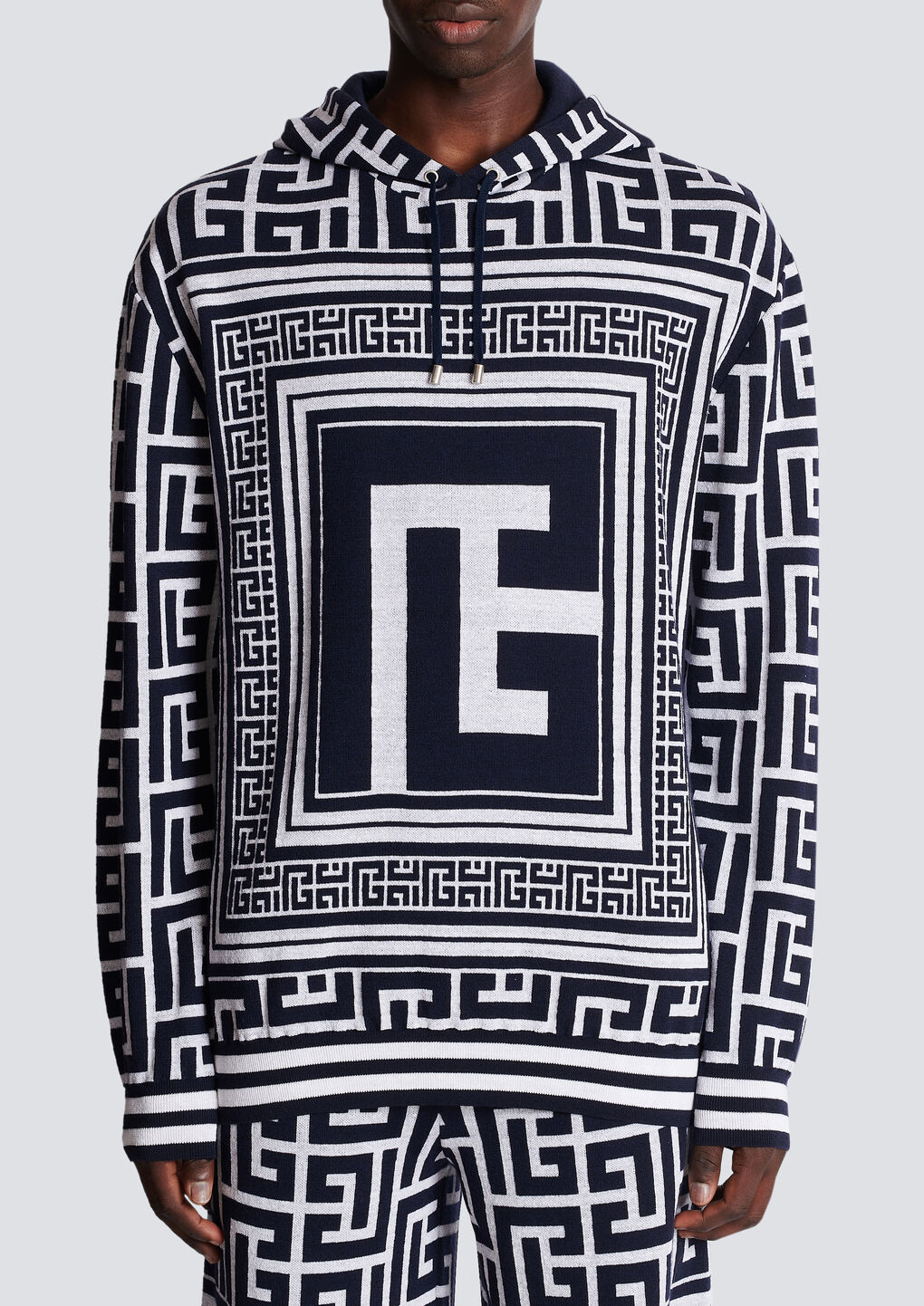 Balmain Two-tone Wool Blend Sweatshirt In Black
