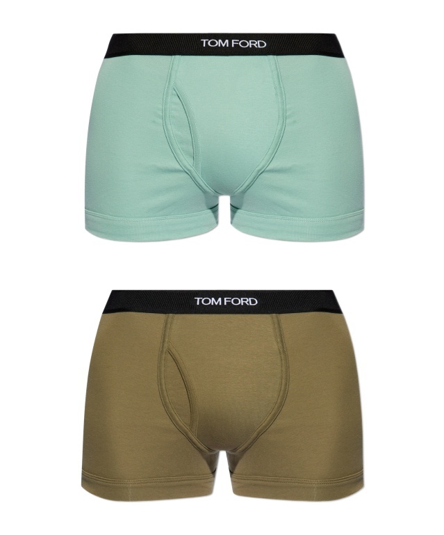 Tom Ford Logo-waistband Cotton Boxers (pack Of Two) In Green