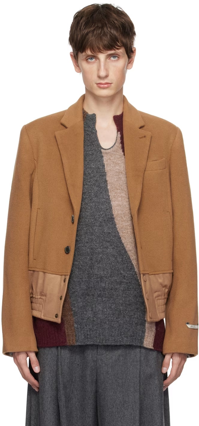 Ader Error Splicing Single-breasted Blazer In Brown