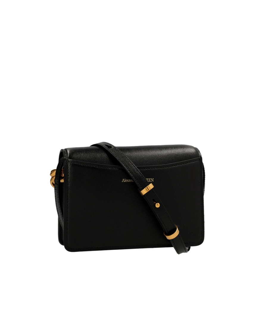 Alexander Mcqueen Four Ring Shoulder Bag In Black