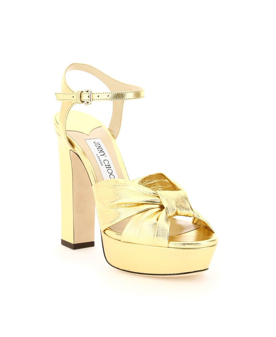 Jimmy Choo Sandali Heloise 120 In Pelle Metallizzata In Yellow