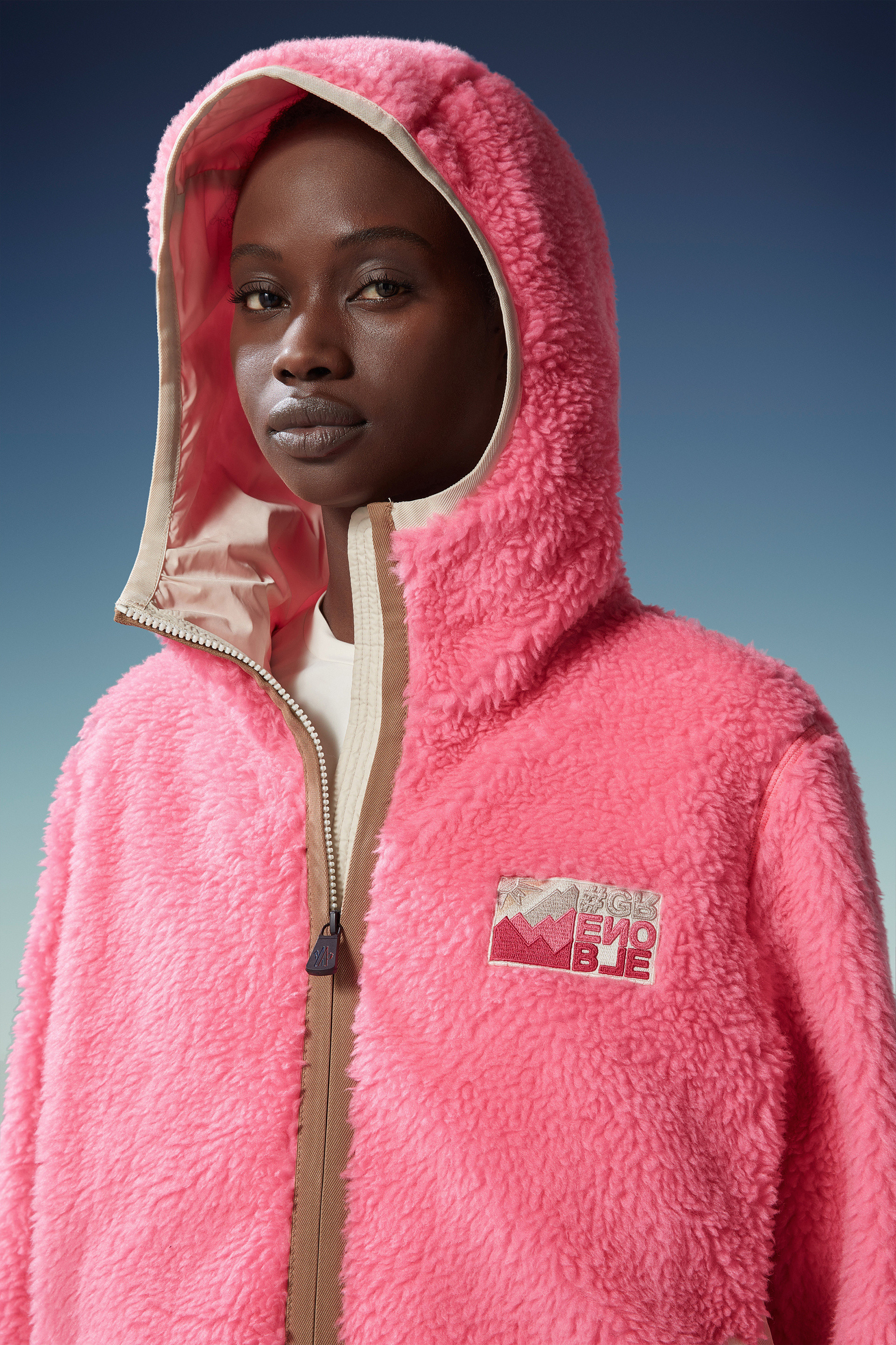 MONCLER TEDDY ZIP-UP HOODIE