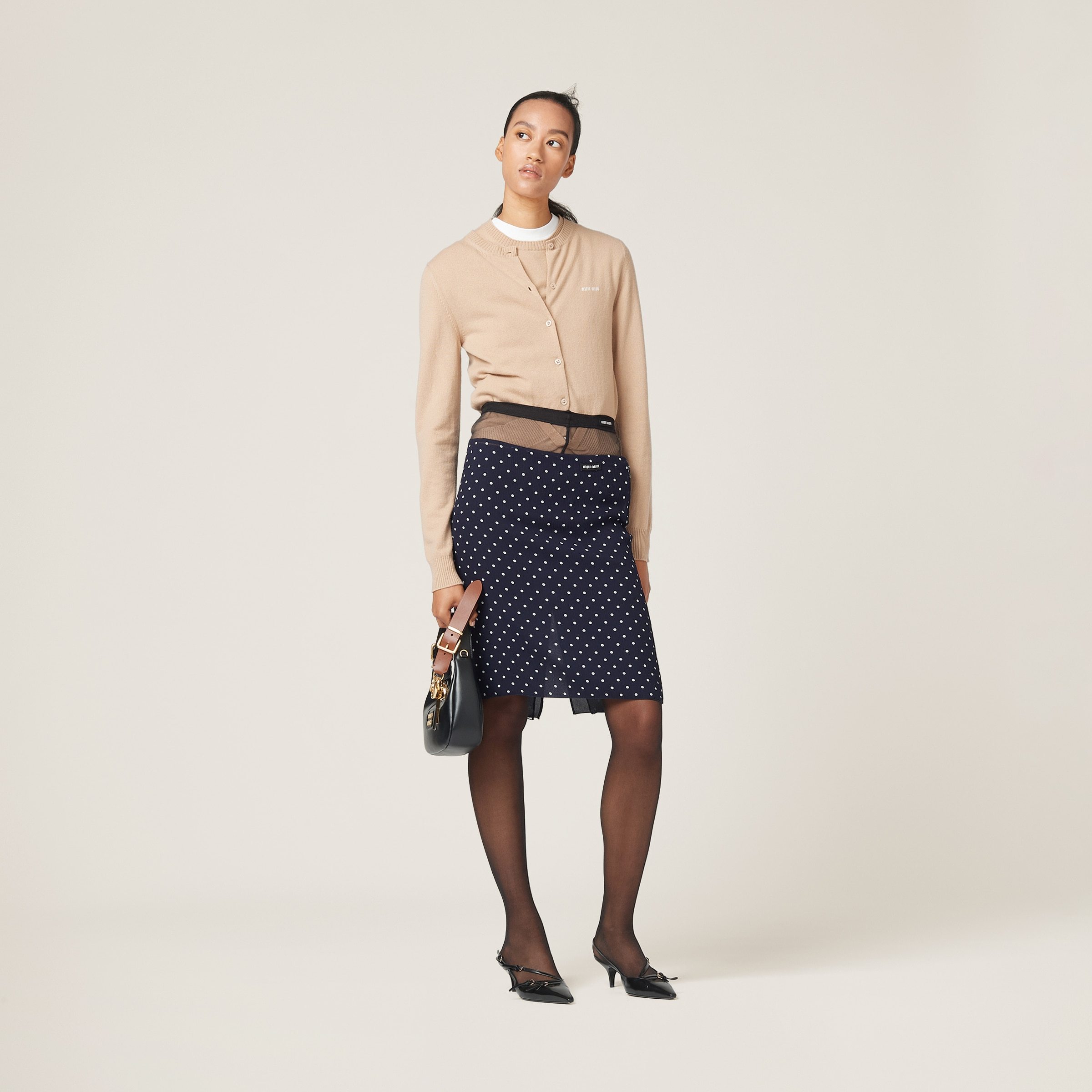 Miu Miu Sweater Crew Cashmere F.12 In Neutral