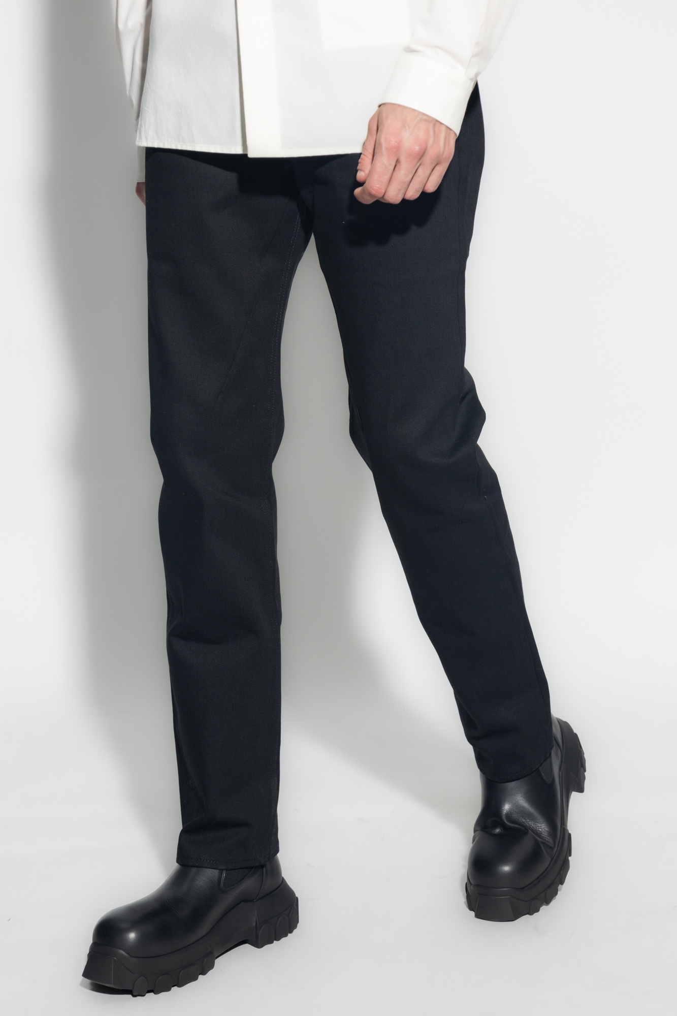 Rick Owens Drkshdw Mid-rise Tapered-leg Jeans In Black