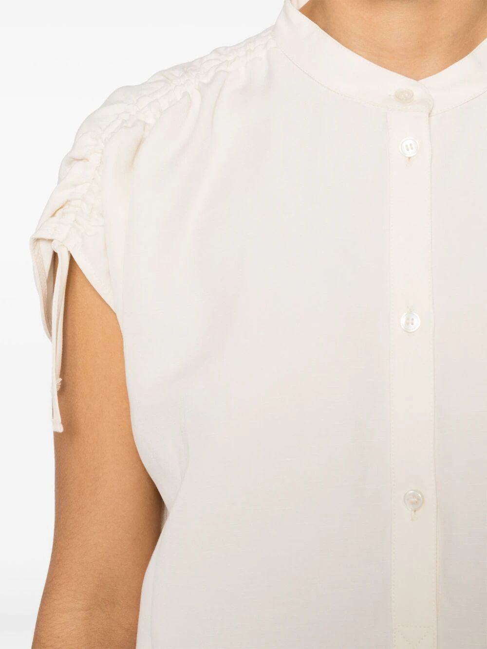 Woolrich Sleeveless Slub Blouse In White