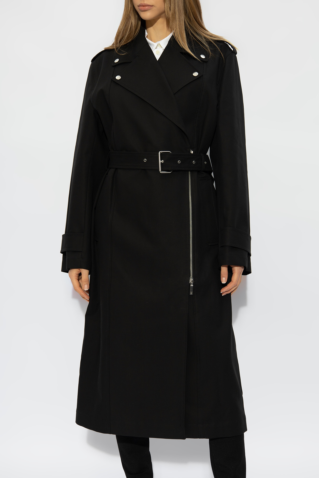 Totême Long Belted Trench Coat In Black