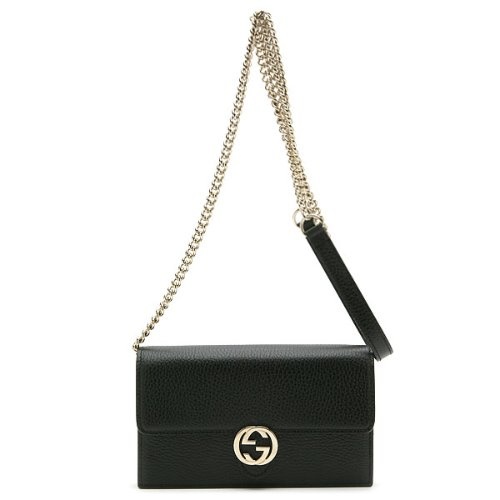 Gucci Litchi Pattern Chain Shoulder Bag In Black